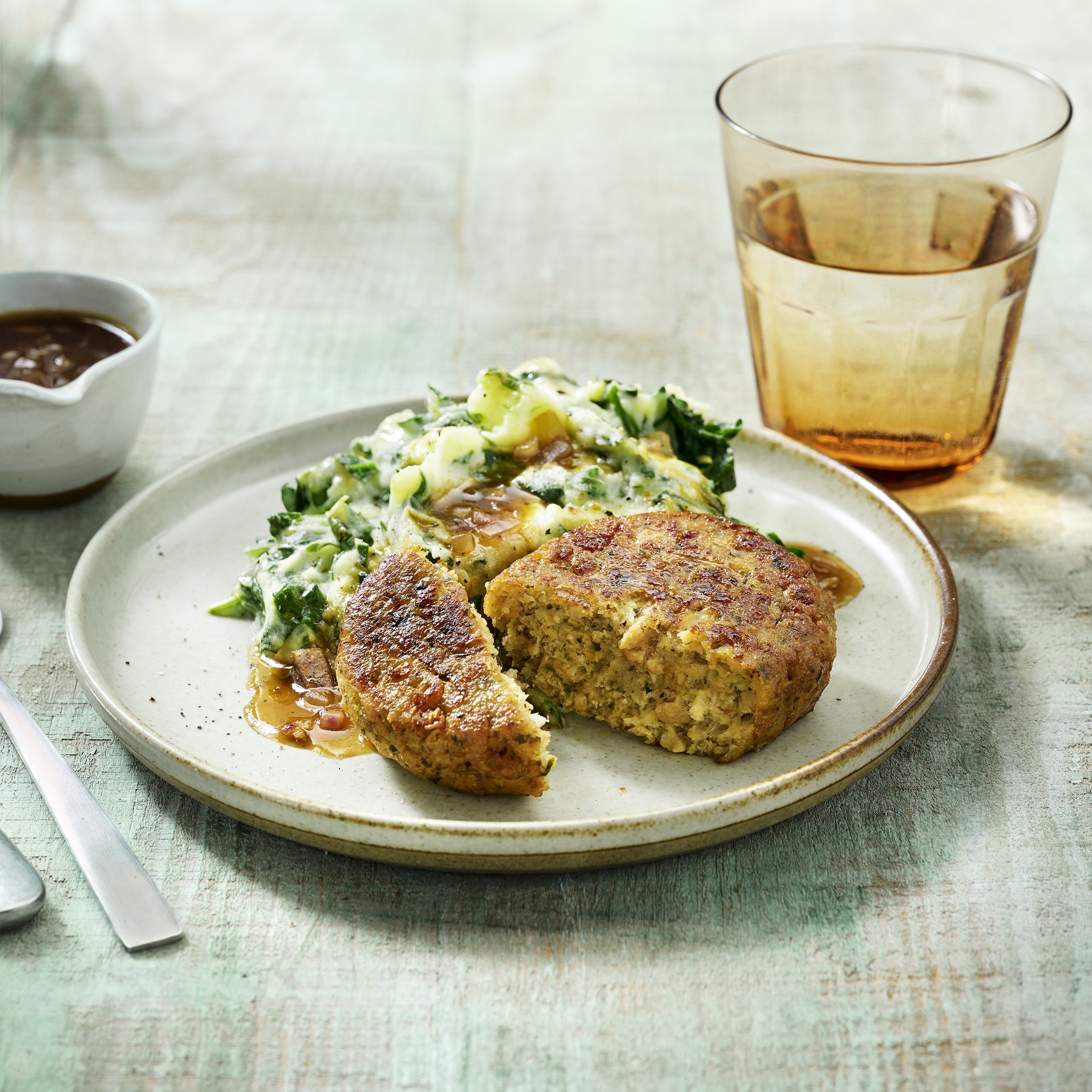 Frikadelle mit Spinat-Stamppot Frikadelle mit Spinat-Stamppot