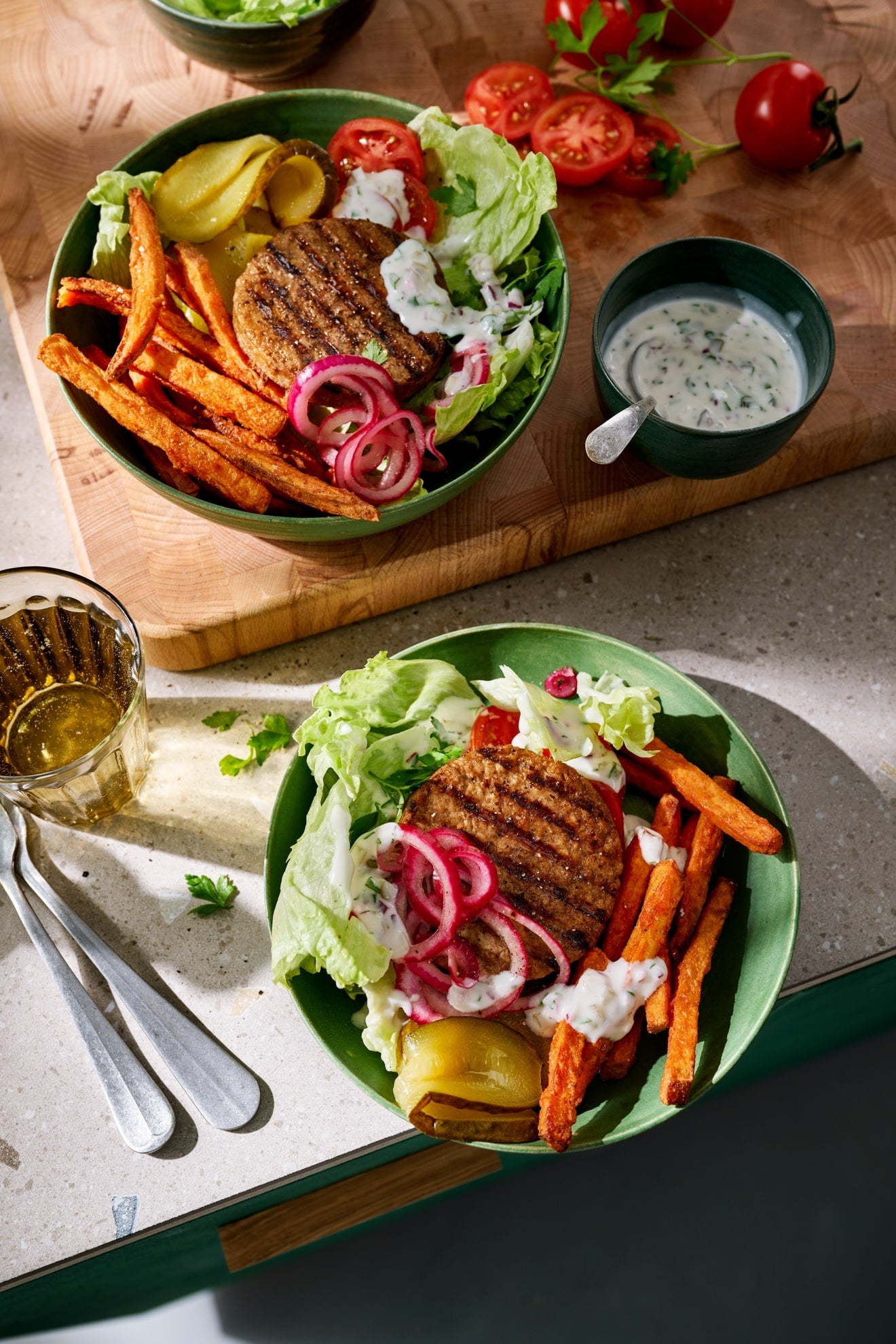 Pflanzliche Burger Bowl