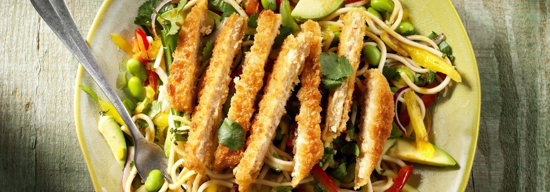 Nudelsalat mit veganem Schnitzel