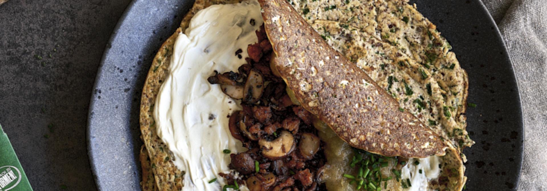 Kräuterpfannkuchen mit Sensational Hack