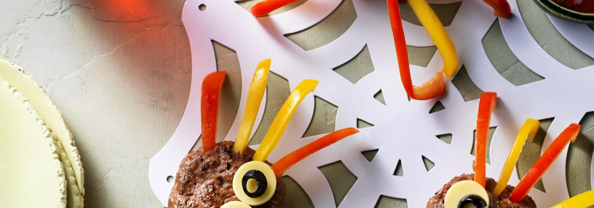Mini Halloween Hamburger Spinnen