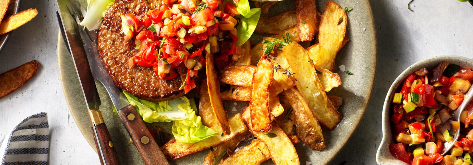 No Waste Sensational Burger mit Aioli und Kartoffelschalen