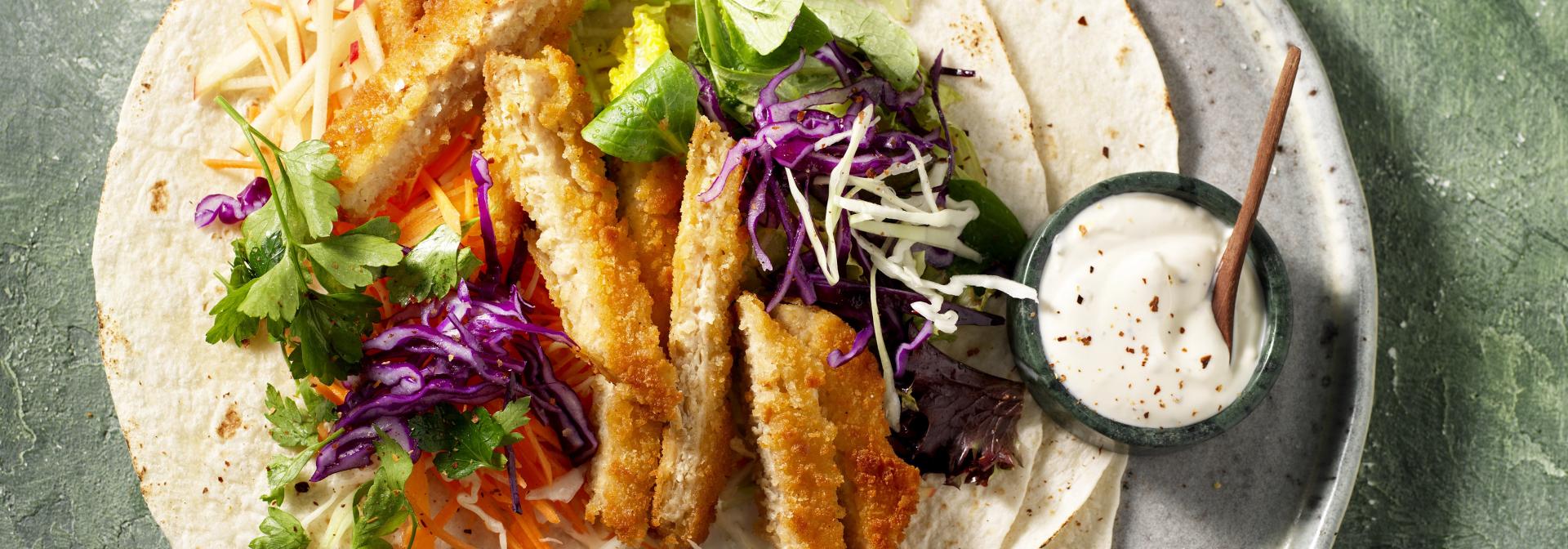 Veggie Wrap mit veganem Schnitzel