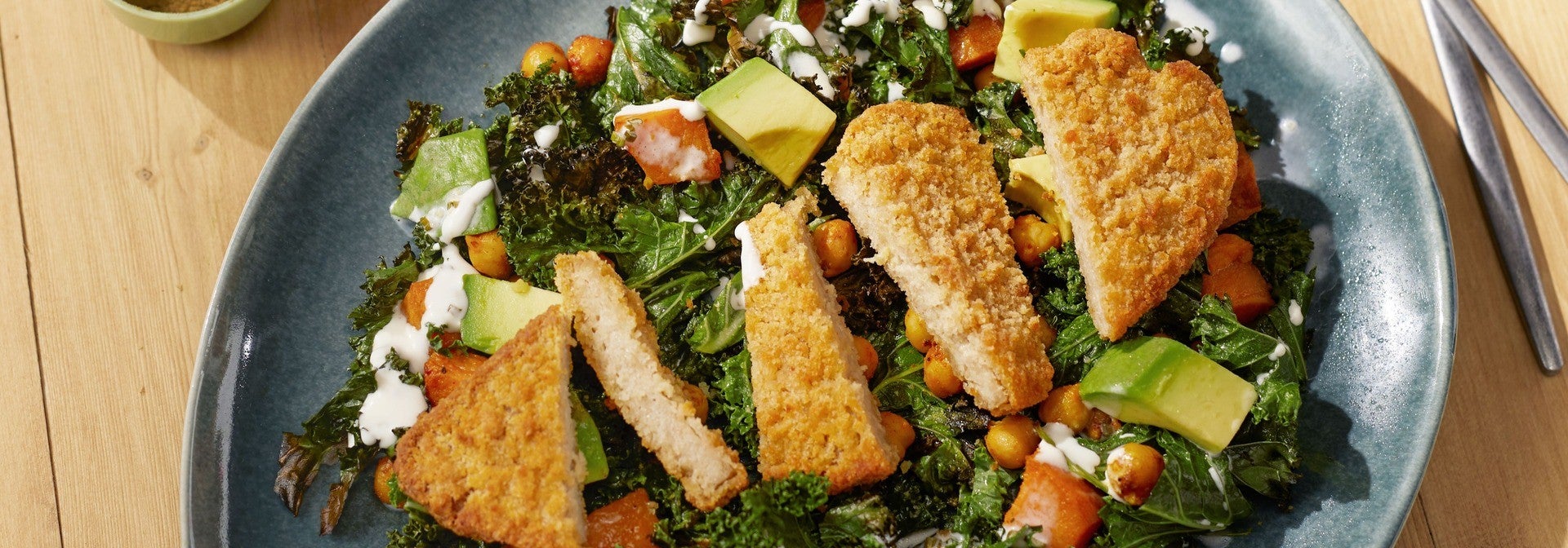 Veganes Schnitzel mit Herbstsalat