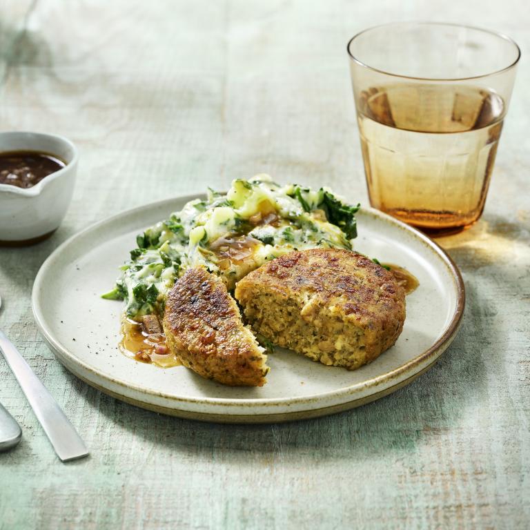 Frikadelle mit Spinat-Stamppot Frikadelle mit Spinat-Stamppot