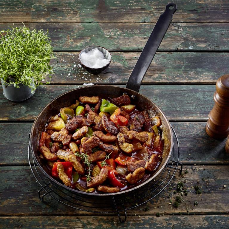 Pfannen-Schaschlik mit Filet-Streifen Pfannen Schaschlik mit Filetstreifen