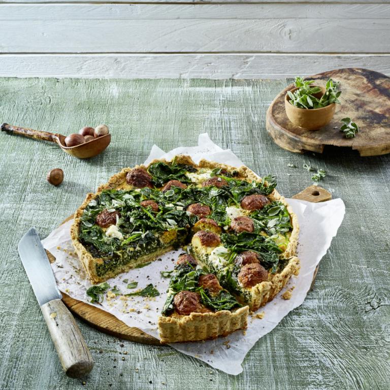 Green-Quiche mit Gemüsebällchen Gemüsebällchen Green Quiche