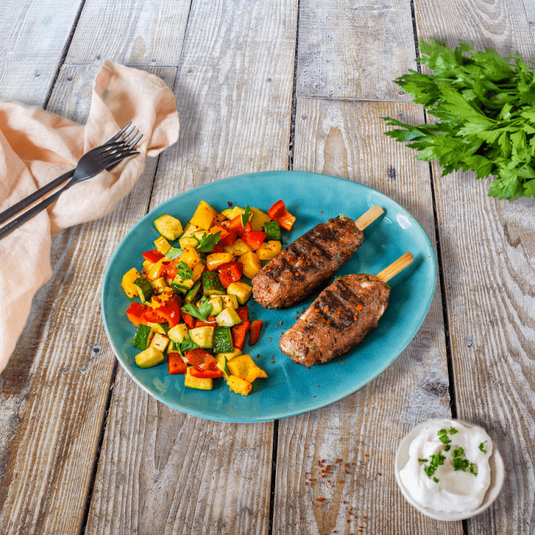 Adana Kebab mit Grillgemüse Adana Grillgemüse