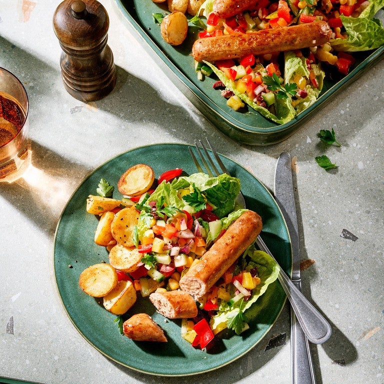 No Waste Salat mit Sensational Bratwurst No Waste Salat mit Sensational Bratwurst