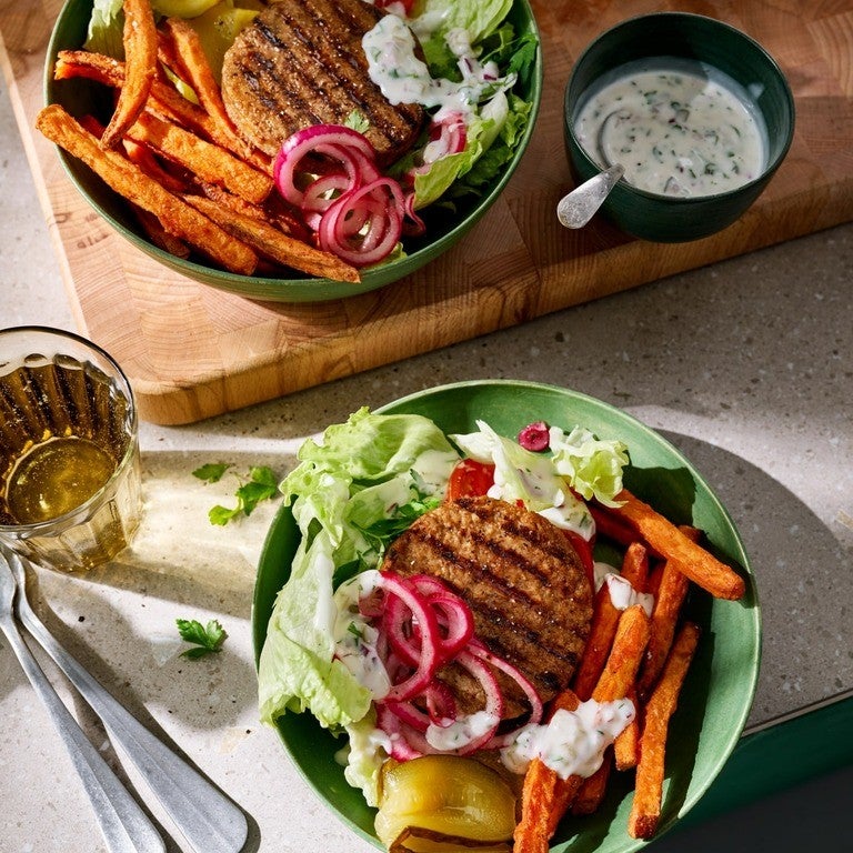 Pflanzliche Burger Bowl